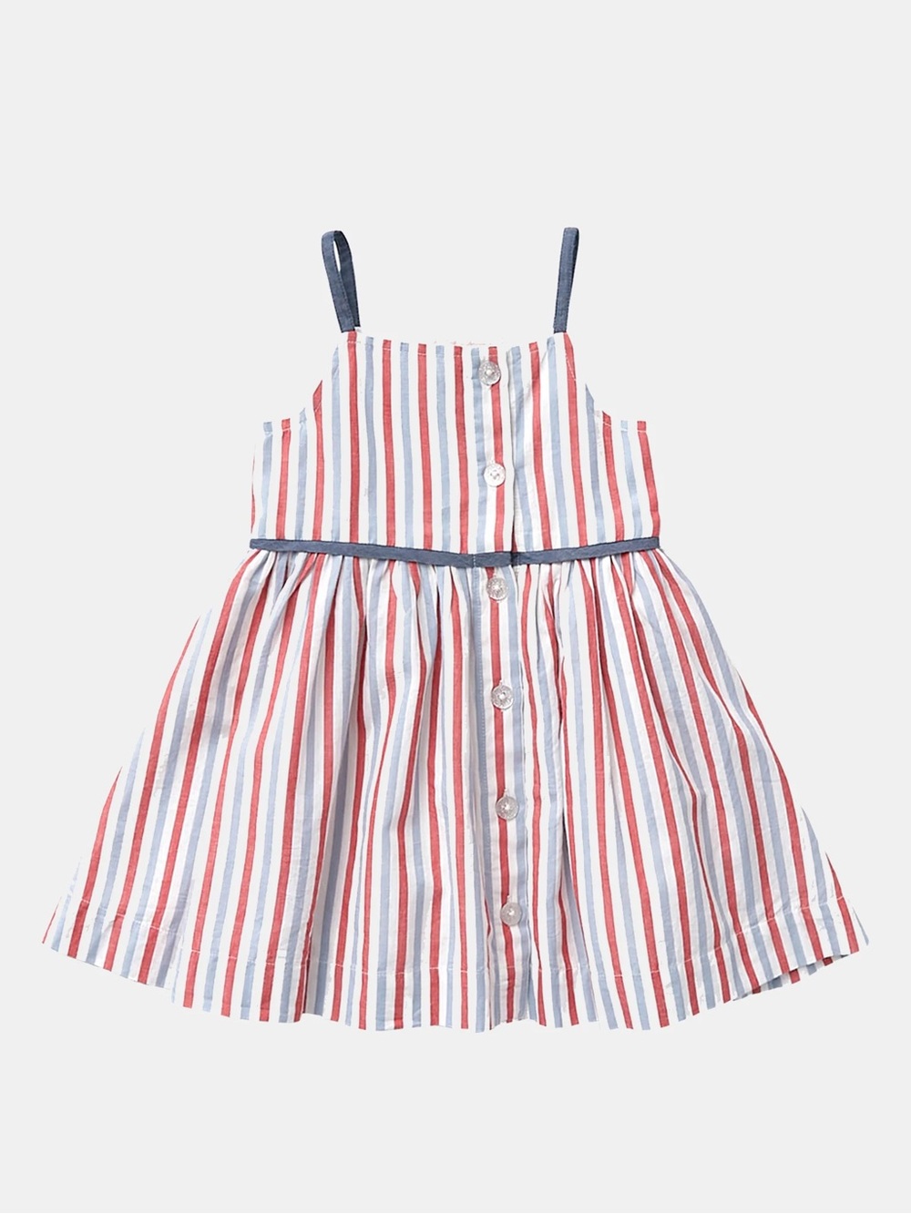 Pink Chicken girls tia dress 7y red blue striped spaghetti strap twirl